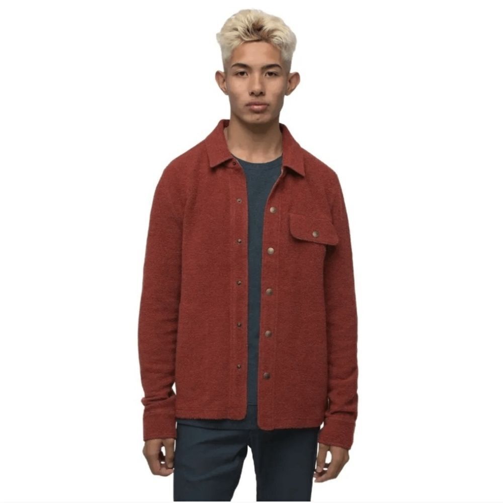 NWT Prana IncrediWool Overshirt Rust Heather Dark Red Size M